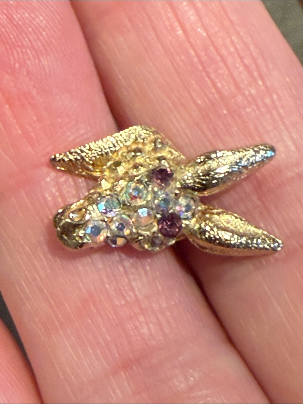 Gold Tone Crystal Donkey Pin Brooch - Sparkling Gold Accent
